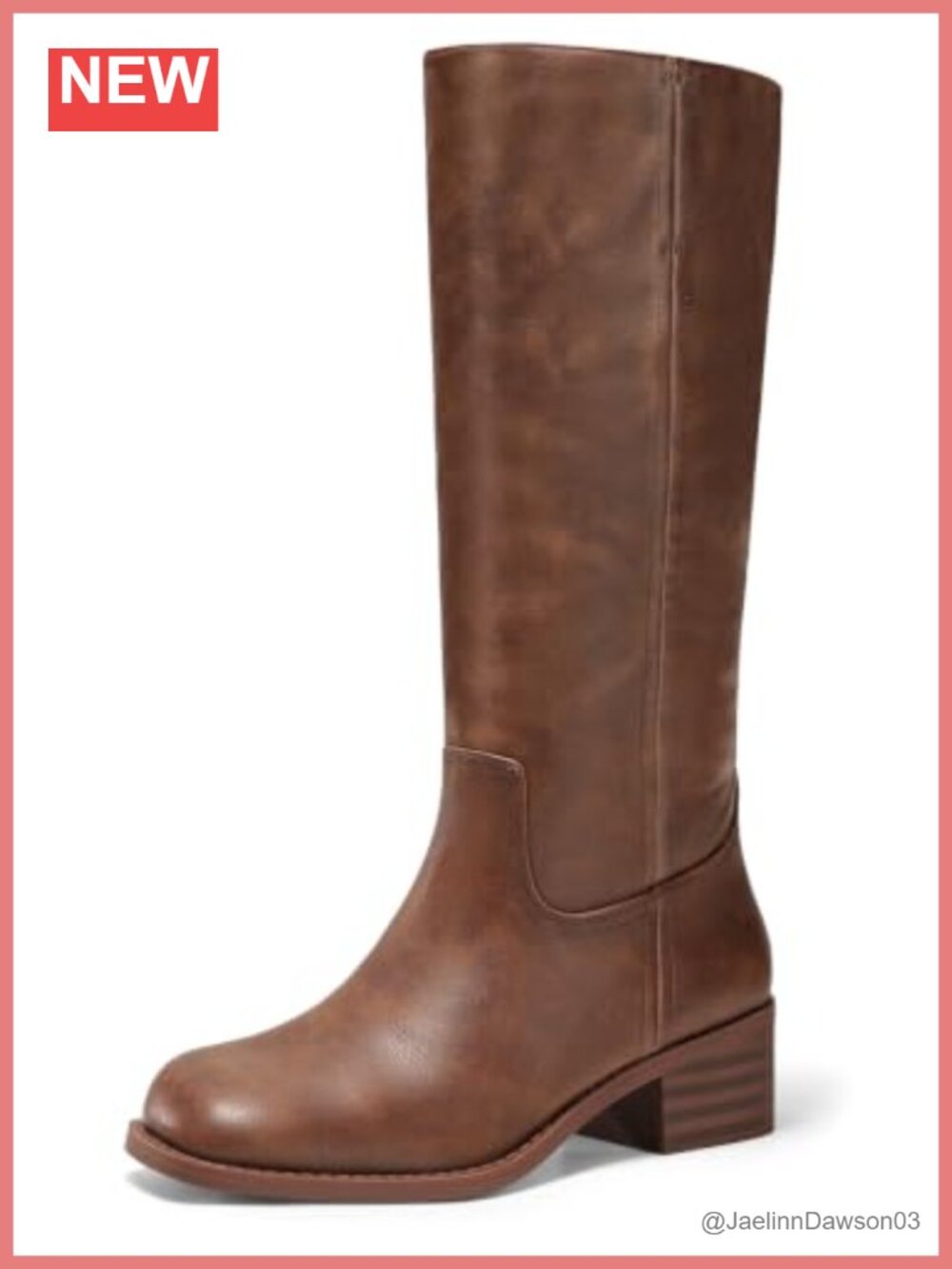 Knee High Boots Square Toe Chunky Block Heel Tall Faux Leather
